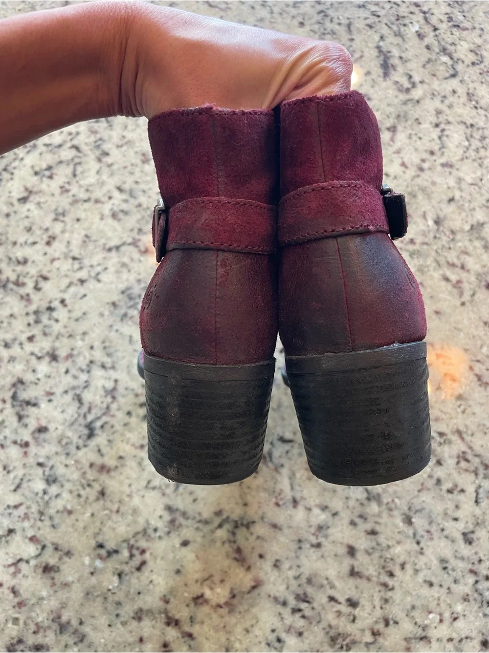 Women's Burgundy Børn Adia Block Heel suede waterproof Boots 8